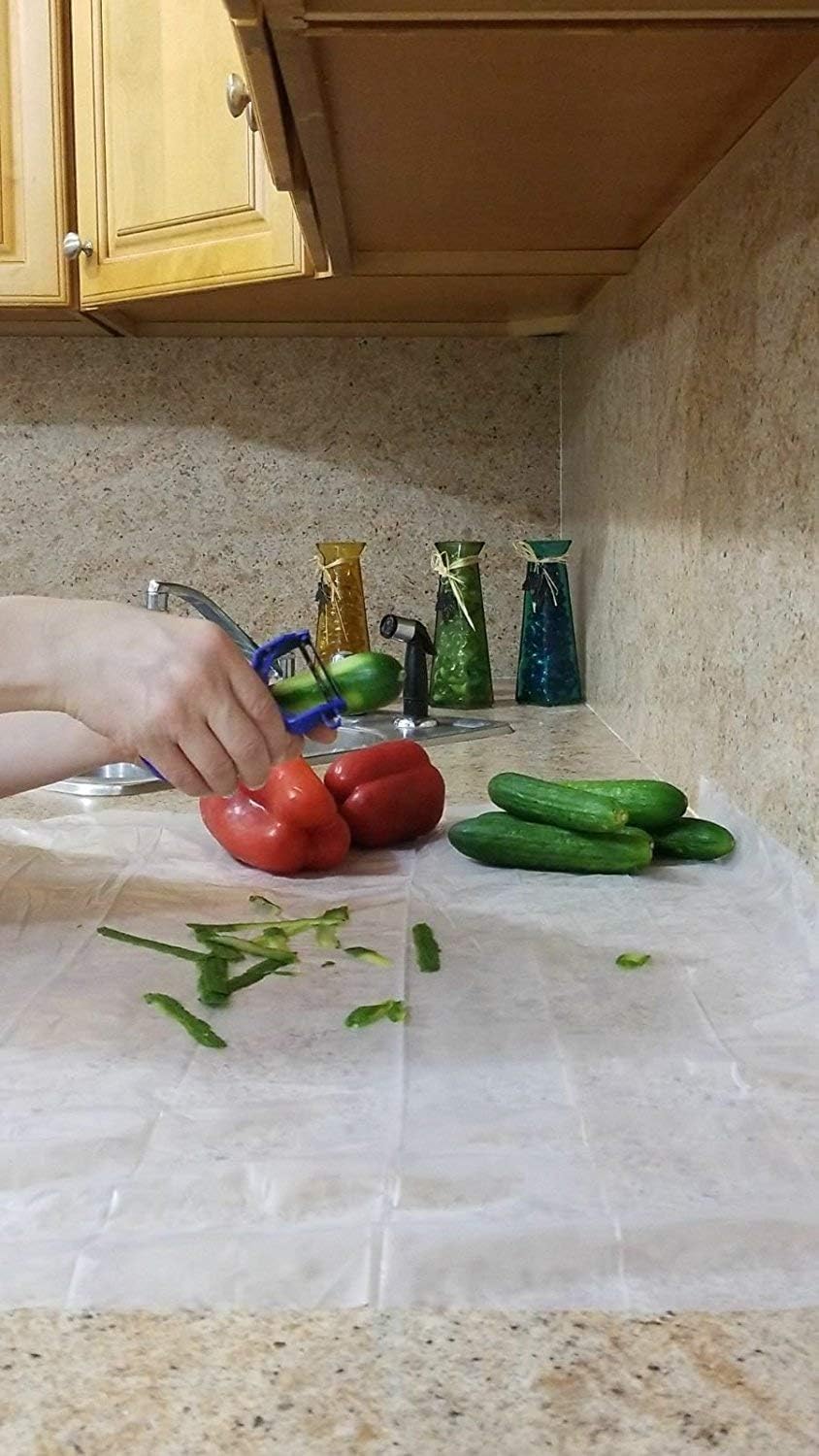 Extra Large Disposable Counter Liners, Pack of 18 Plastic Kitchen Covers for Easy Cleanup After Food Prep