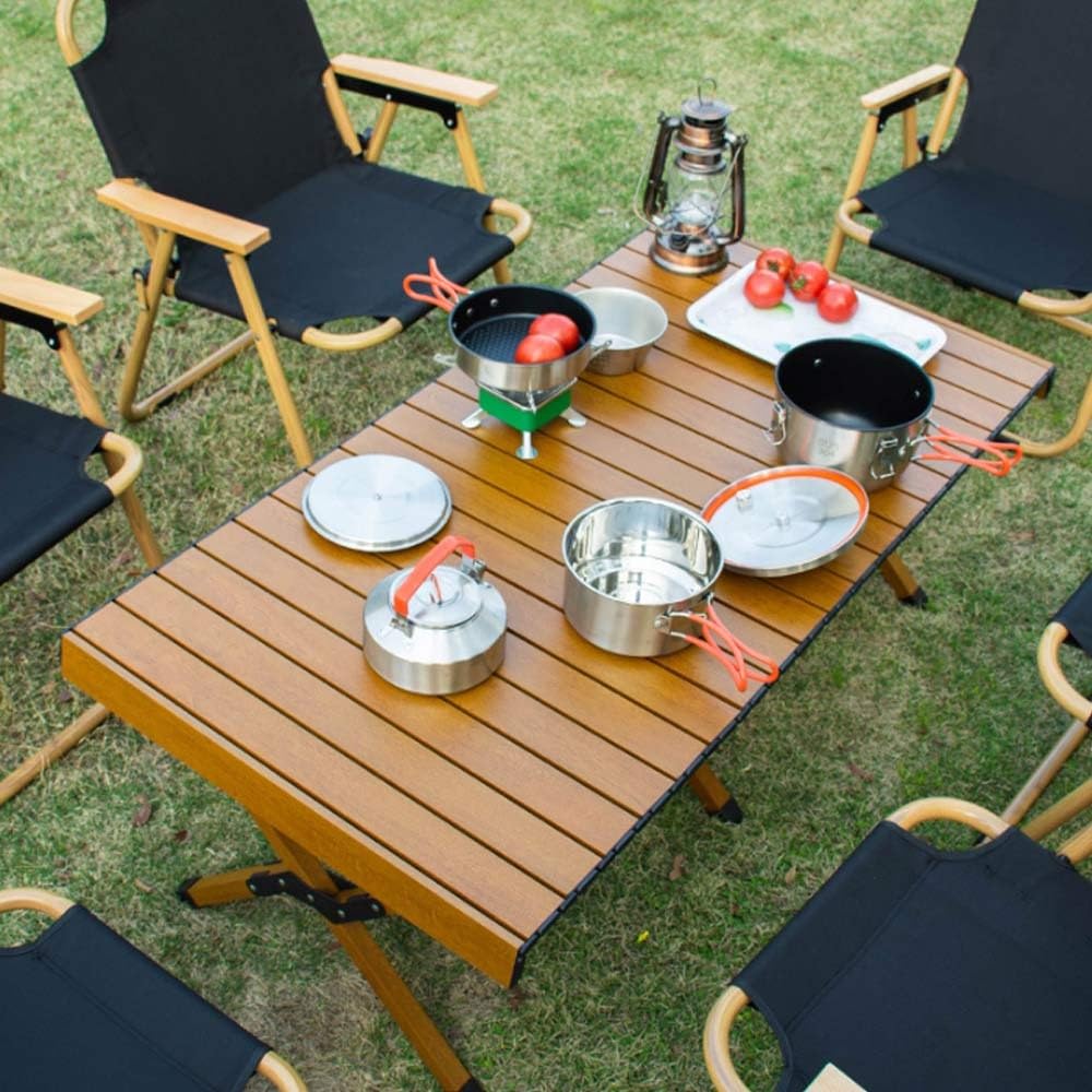LLLKSX Portable Folding Camping Table - Ultralight Aluminum Outdoor Table for BBQ, Beach, Garden & Patio - Roll-Up Design (120x61x46cm) Ideal for Camping & Picnics