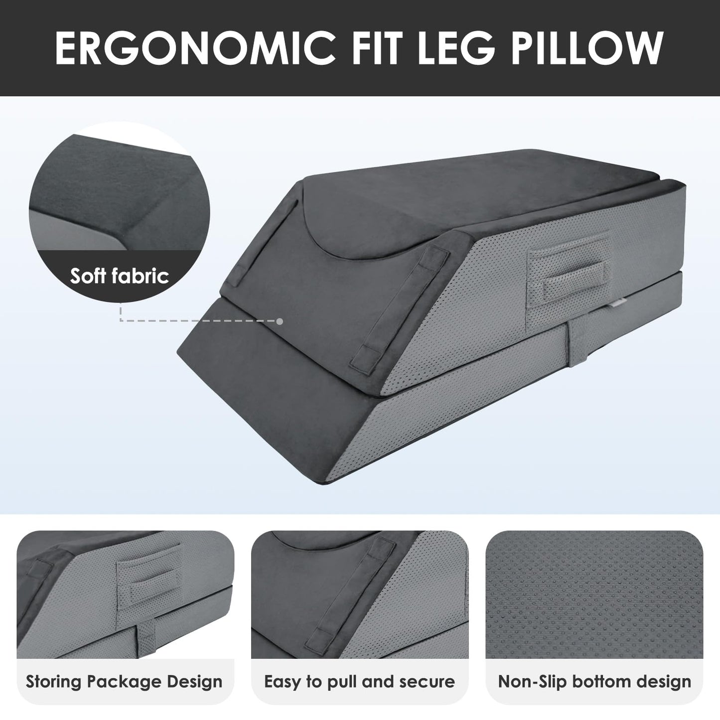 Kehangte Leg Elevation Pillows for After Surgery,4-Height Adiustable Leg Elevating Pillow,Knee Surgery Recovery Equipment,Knee Pillow,Leg Pillow,Washable/Removable Cover(29"x16.5"x9.5")