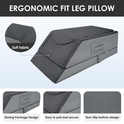Kehangte Leg Elevation Pillows for After Surgery,4-Height Adiustable Leg Elevating Pillow,Knee Surgery Recovery Equipment,Knee Pillow,Leg Pillow,Washable/Removable Cover(29"x16.5"x9.5")