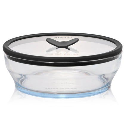 Anyday 7-Cup Glass Microwave Steamer for Vegetables – BPA-Free Glass Vegetable Steamer Bowl with Vented Lid, Healthy Microwave Cooking Container for Broccoli, Veggies, Meal Prep (Clear Black Sesame)