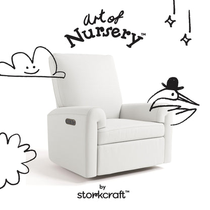 Storkcraft Sorrento Deluxe Power Recliner Swivel Glider – Premium Electronic Nursery Rocking Chair, Oeko-TEX 100 Certified, Includes Dual-USB Charging Port with USB-A & USB-C (Ivory Basketweave)