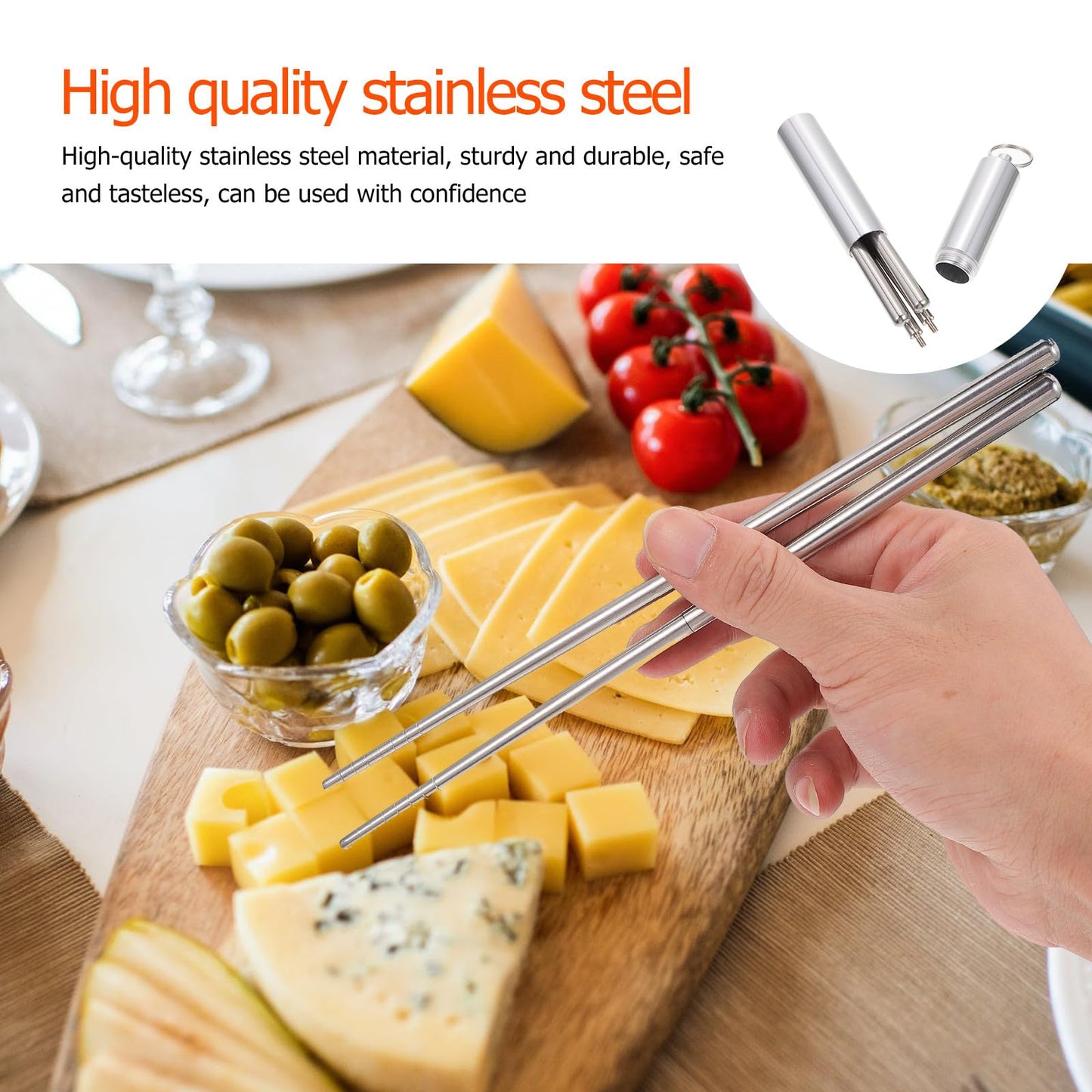 TOYANDONA Portable Folding Chopsticks Set with Storage Case 304 Stainless Steel Travel Cutlery for Outdoor Office Lunch Lightweight and Kitchen Tableware