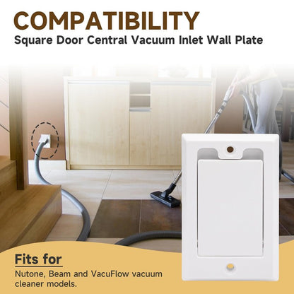 ANTOBLE Central Vacuum Square Door Inlet Wall Valve Plate Central Vacuum Wall Plate Replacement Parts for Nutone Beam VacuFlow Electrolux Central Vac System (2 Pack, No Electric Connector)