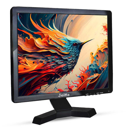JaiHo 17-Inch 4:3 Security Monitor, 1280x1024 No Image Stretching CCTV Screen with Metal Housing, BNC HDMI VGA AV USB Input, Industrial Display with Built-in Speakers Remote Control & VESA Mount