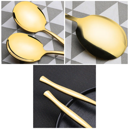 Sadstory 8 Pieces Stainless Steel Serving Spoons, Gold Banquet Serving Spoons