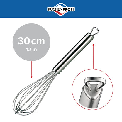 Küchenprofi Stainless Steel Whisk, Hand Whisk for Eggs, Batter, and Dough, Metal Whisk for Kitchen Use, 12 Inches