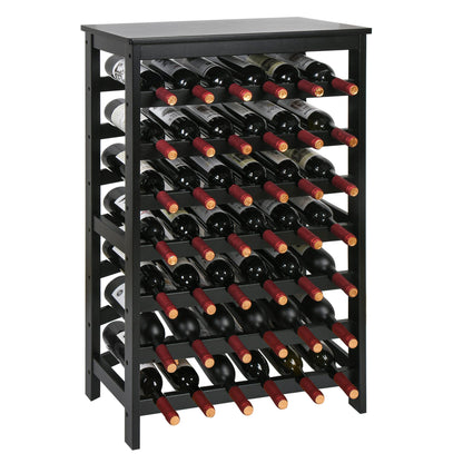 VASMIA 42 Bottles Bamboo Wine Rack,7-Tier Wine Rack Freestanding Floor with Table Top, Wine Storage Shelf for Kitchen Dining Room Bar,Black