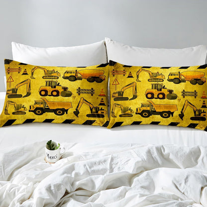 Set Set Erosebridal Excavators Bed Sheets Twin Size Equipment Trucks Sheet Construction Tractor Fitted Sheet, Yellow