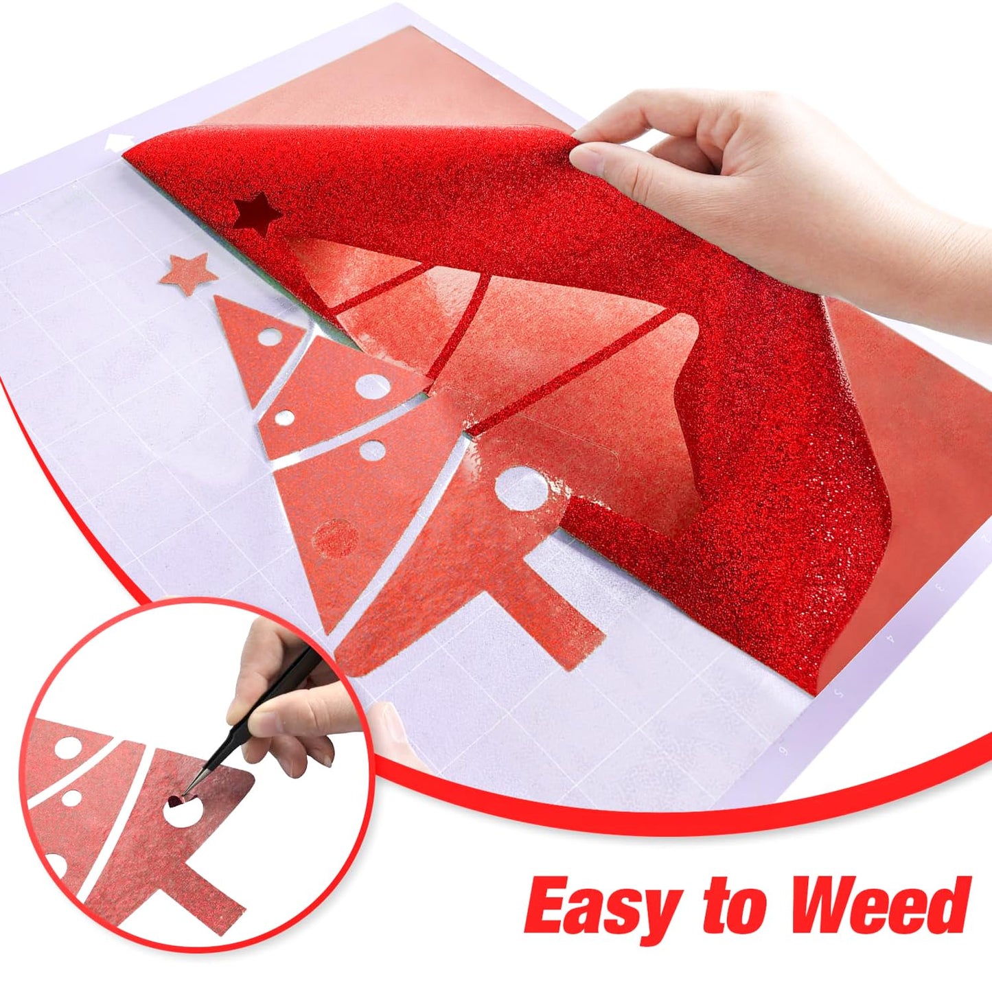 VinylRus Red Glitter HTV Heat Transfer Vinyl Roll-12 x 10ft Red Glitter HTV Vinyl for T-Shirt Clothing Bags,Glitter Iron on Vinyl for All Cutter Machine - Easy to Cut and Weed
