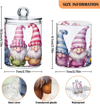 Gnomes Pink 2PC Airtight Transparent Plastic Storage Jar - Food Storage Container for Herbs, Tea, and More