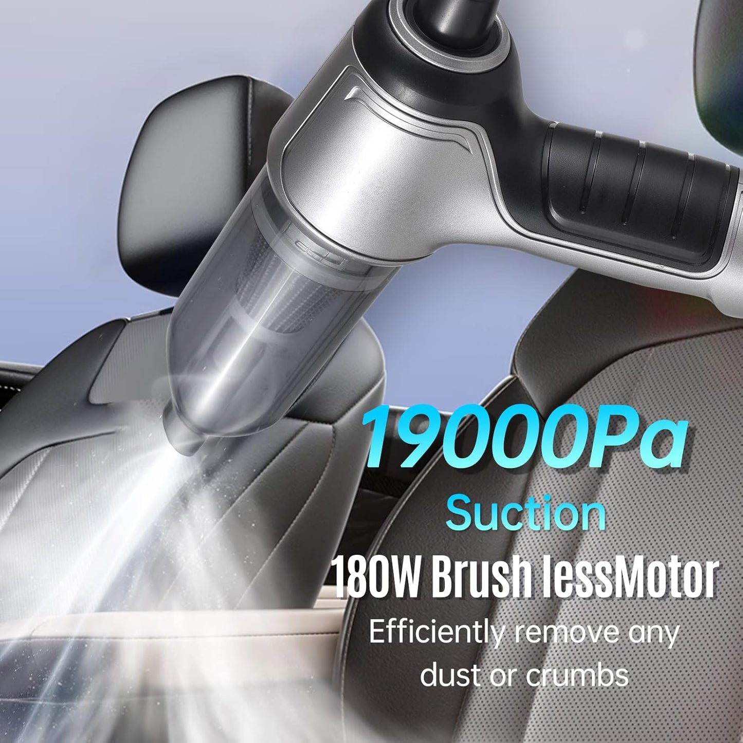 Cordless Handheld Car Vacuum Cleaner, 19000PA Rechargeable Mini Vacuum and Blower, 3-in-1 Powerful Suction, Washable