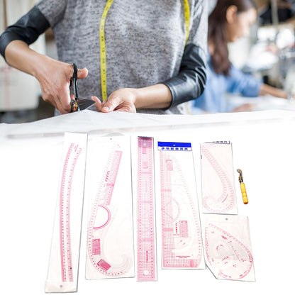 7PCS French Curve Ruler Set, High Accuracy Complete Tools Hip Curve Ruler with Scale, Sewing Ruler | Sewing Tools | Sewing Rulers | Craft Ruler for Beginners Tailors Pattern