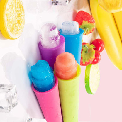 Wpunwen Silicone Ice Pop Mold with Lids, 6 Pcs Reusable Popsicle Molds, Durable Pure Color with Clean Brush