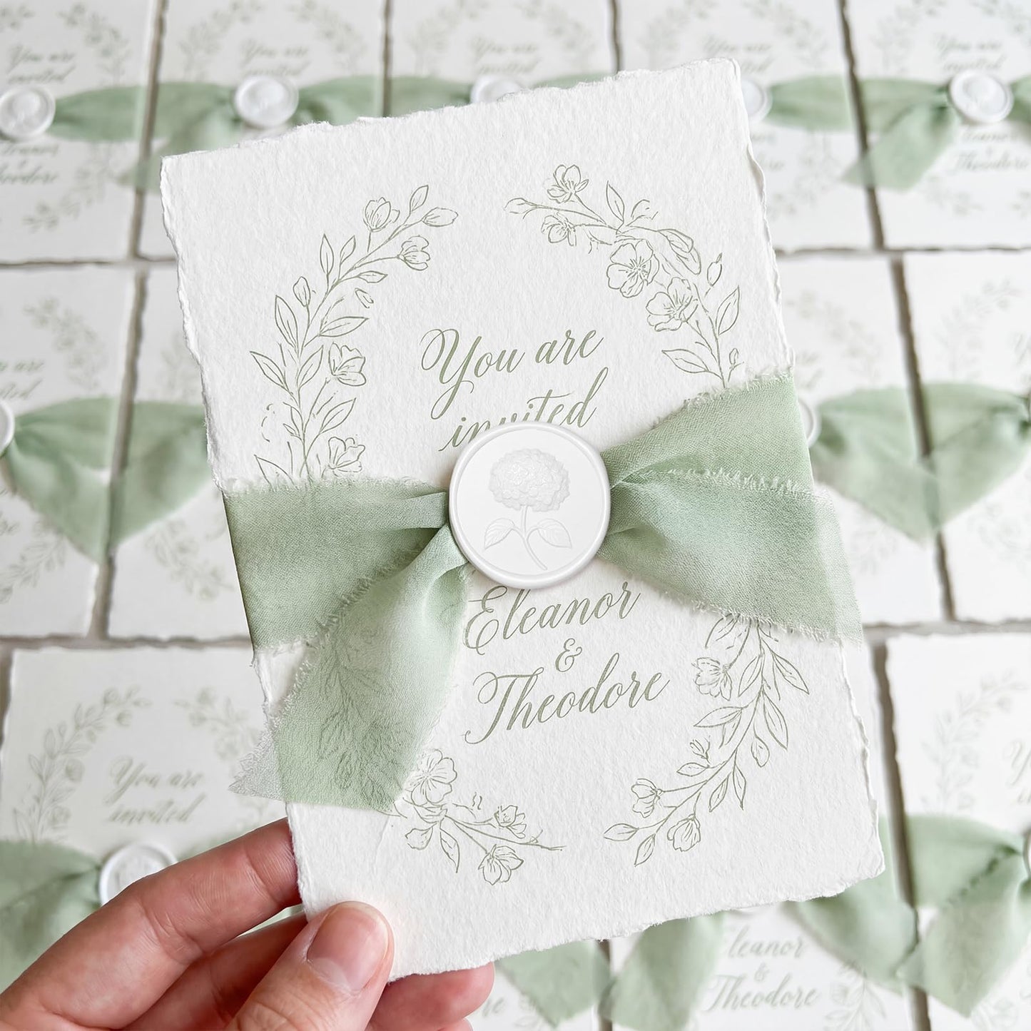 UNIQOOO Wax Seal Stickers - 3D Hydrangea Floral Wedding Invitation Envelope Seal Stickers, 50 Pcs Self- Adhesive White Stickers, Perfect for Invitation, Christmas, Gift Wrapping