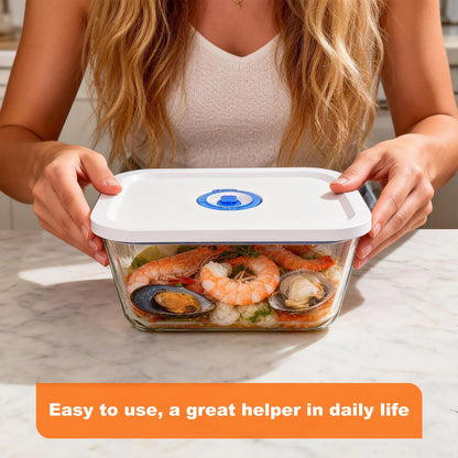 PARAPOINT Vacuum Seal Borosilicate Glass Containers for Food Storage, 4 Sizes (S M L XL) Compatible with Desktop and Handheld Vacuum Sealer Machines, Airtight Lid Set