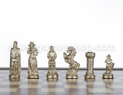 Chess and Games Shop Muba Luxury Handmade Chess Set - Brass Chessmen, Rosewood Mosaic Chess Board - Gift Item, 2 Players, Age 8+