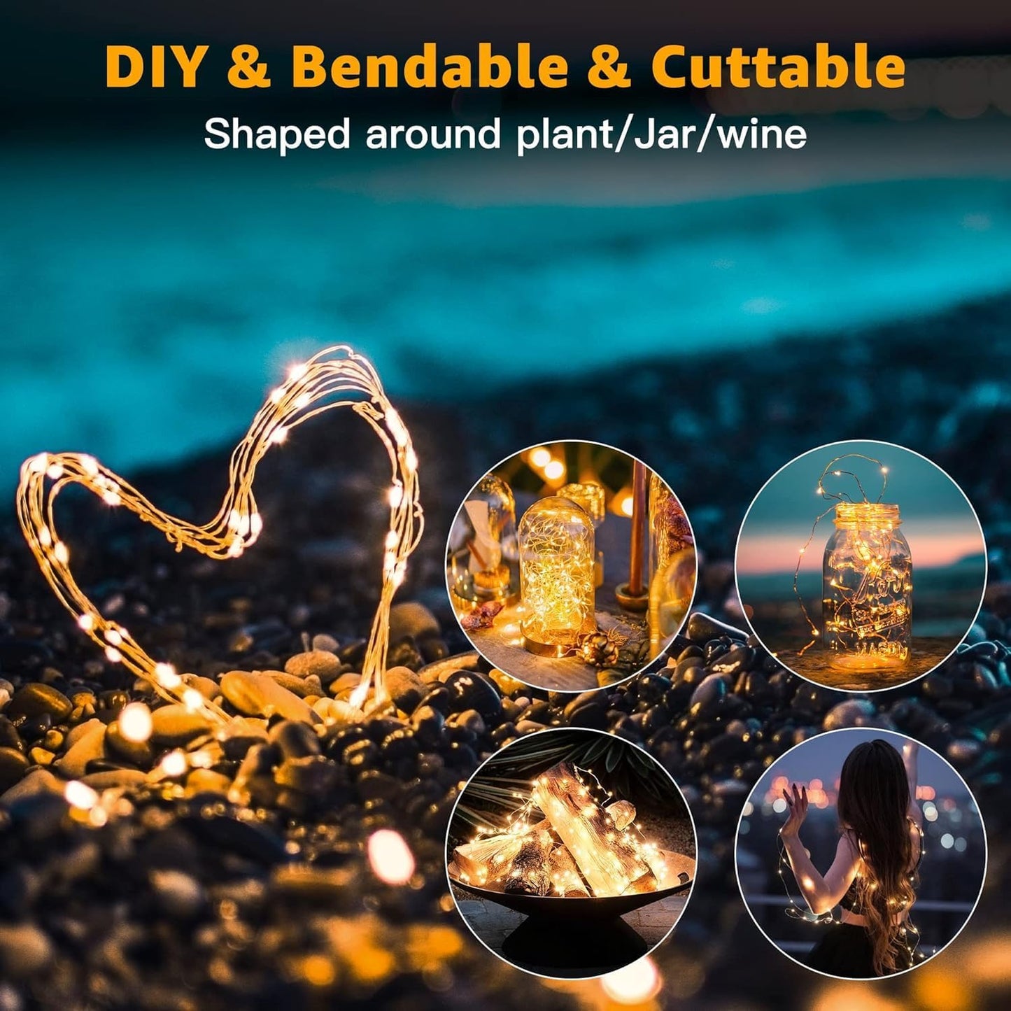 Skiennix 6 Pack Fairy Lights - Battery Operated 7ft 20 LED Mini String Lights | Warm White & Cool White for Weddings, Parties, Decor