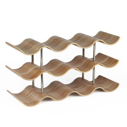 Bellglee 12 Bottles Wine Racks Countertop for Shelf, 3-Tier Wooden Wine Bottle Holder Stand, freestanding Wine Storage for Inside Cabinet Organizer for Home Décor, Bar and Pantry