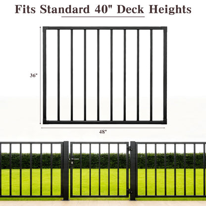 Outdoor Deck Gate Kit, 36" H x 48" W Heavy Duty Fence Gate Kit with Gate Hinges and Latch, Weatherproof Anti-Rust Metal Gate for Decks, Railings,Patios, Gardens, Yards(36" H)