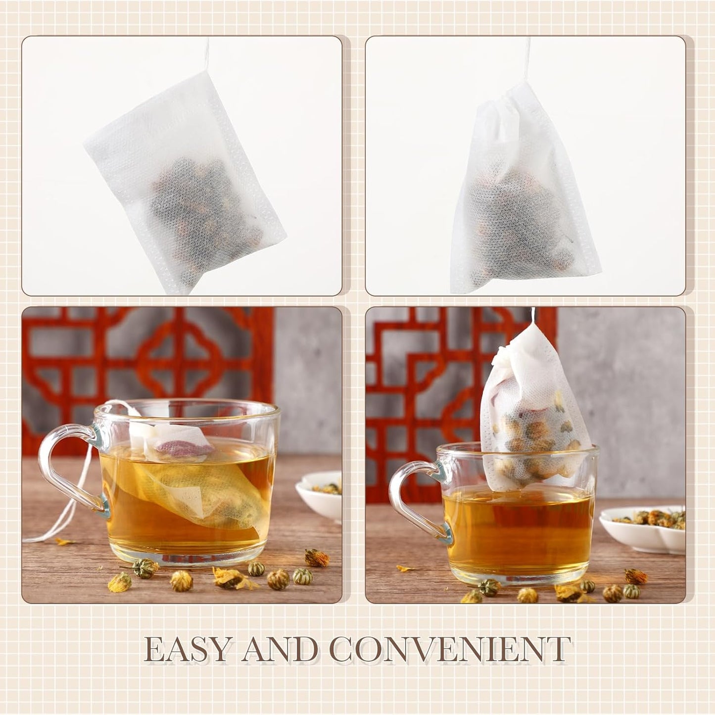 2400 Zubebe Pcs Disposable Tea Bags for Loose Leaf Tea Empty Teas Bags with Drawstring Bulk Filter Infusers for Coffee