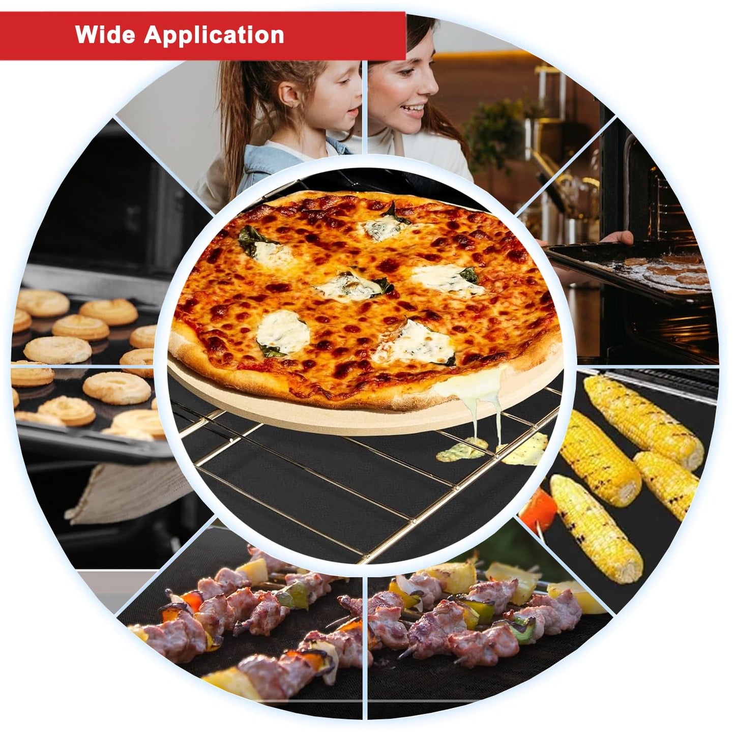 Oven Liners for Bottom of Oven - 5 Pack Large Heavy Duty Mats, 17”x25” Non-Stick Reusable Liner for Electric, Gas, Toaster Ovens, Grills - Kitchen Accessory to Keep Oven Clean (5, Black)