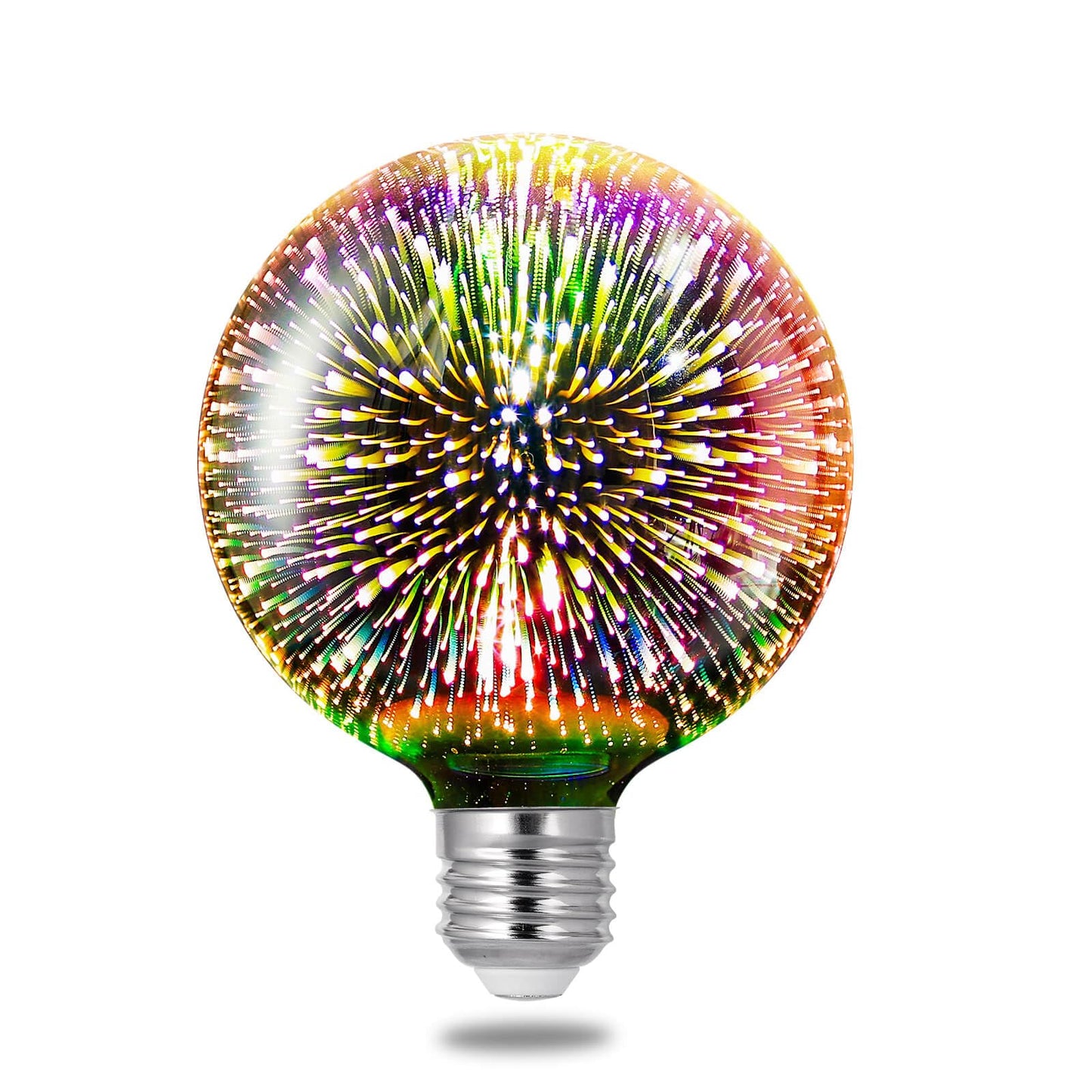 Porseme 3D Fireworks Decorative Light Bulb, E26 Base, 7W, AC100-240V, Glass Bulbs with Soft Warm Light, Shiny Decor for Home, Bedroom, Party (Included 1 G125 Bulb)