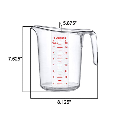 Amazing Abby - Melissa - 64-Ounce Plastic Measuring Pitcher (2-Pack), 8-Cup (2-Quart) Food-Grade Measuring Jug, Unbreakable, Stackable, Dishwasher-Safe, Great for Oil, Vinegar, Flour, and More