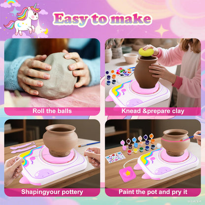 Pottery Wheel for Kids, Girls Arts and Crafts Toys for Kids Ages 8-12,Pottery Craft Kit with 3 Pack Air-Dry Clay, Art Supplies for Kids Toys Girls Birthday Gift for 6 7 8 9 10 11 12+ (Purple)