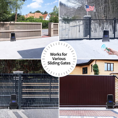 TOPENS CK2500 Automatic Sliding Gate Opener Chain Drive Electric Gate Motor for Heavy Driveway Slide Gate Up to 5700 Pounds Security Gate Operator AC Powered with 20ft Roller Chain and Remote Control