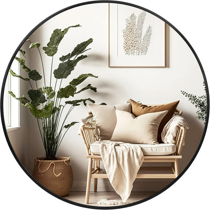 20 inch Fabuday Black Circle Mirror for Wall - Round Mirrors for Bathroom, Entryway, Living Room, Hallway, Bedroom
