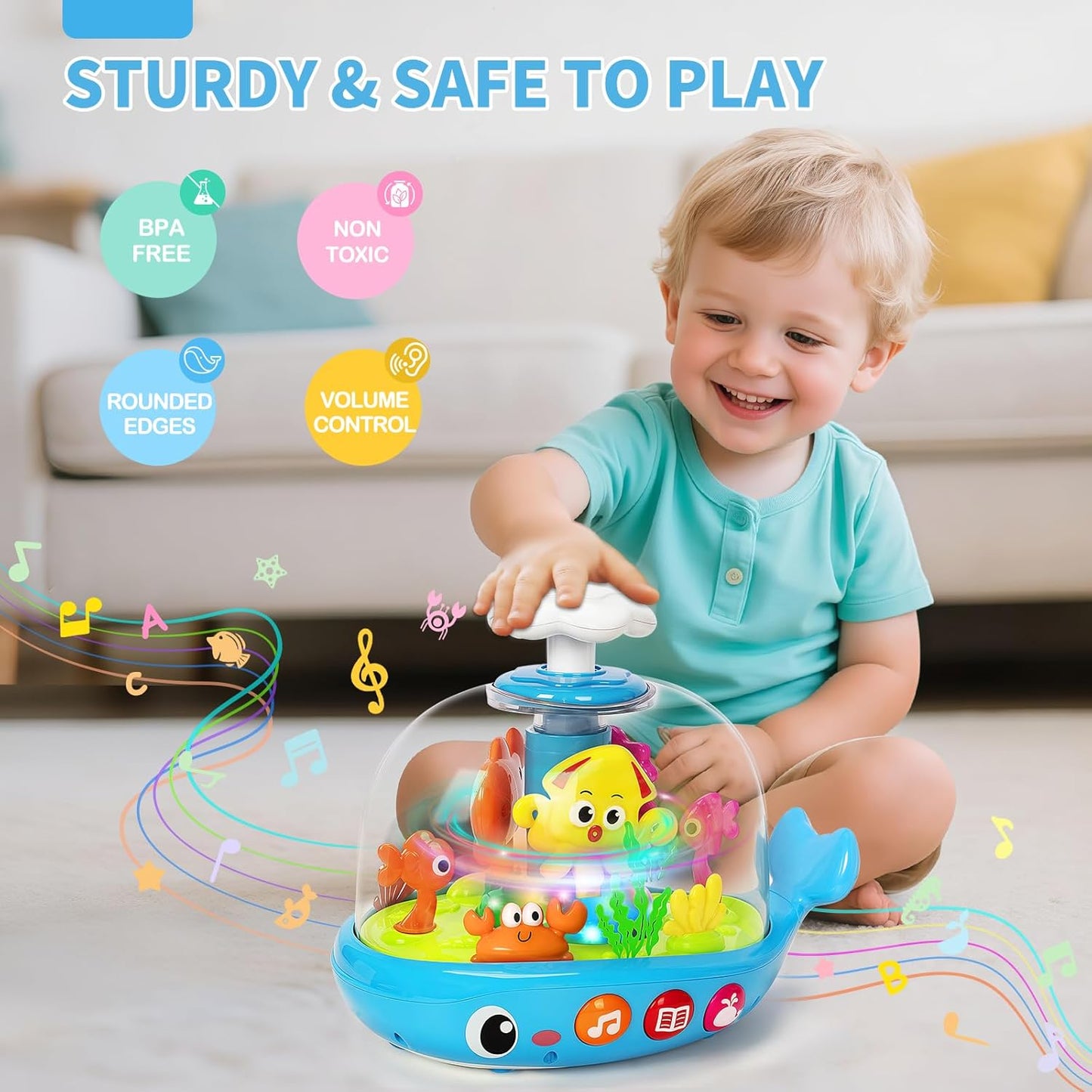 Skiennix Musical Aquarium Baby Toy - Early Learning Sound & Light Features | 6-12 Months