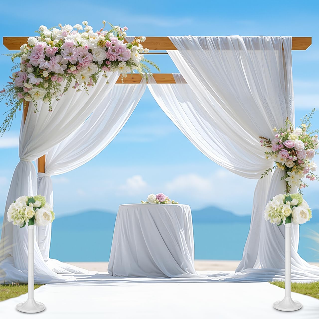 2 19.7 Inch Abaodam Pcs Wedding Flower Stand Roman Pillar, White Decorative Columns for Road Lead, Flower Arrangement