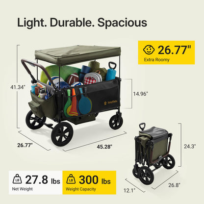 BabyVista Stroller Wagon for Kids, One-Hand Adjustable Push/Pull Handle, Spacious Storage, 8"/12" All-Terrain Wheels, Canopy with Bug Net, Wagon Stroller for Daily Walks, Short Trips & Grocery Runs