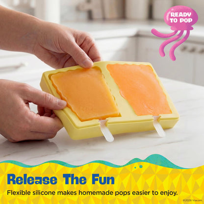 Nickelodeon Silicone Popsicle Molds with Lid–Compact BPA-Free Popsicle Maker Featuring SpongeBob, Flexible Ice Pop & Ice Cream Molds with Sticks, Dishwasher Safe, 2 Mold Set for Homemade Frozen Treats