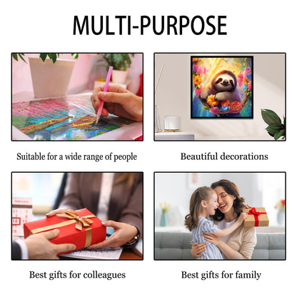 Zlinnar DIY Sloth Diamond Painting Kits for Adults Beginners Animal Diamond Painting 5D Round Full Drill Painting Dot Paint with Gem Art Kits Home Wall Decor Gift 12×12 Inches