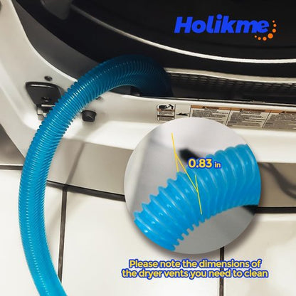 Holikme Dryer Vent Cleaner Kit - 2-Piece Lint Vacuum Attachment & Flexible Brush | Blue