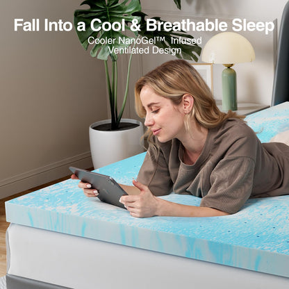 Novilla Memory Foam Mattress Topper - 2 Inch Cooling Gel Infused for Soft Comfort | Perfect for RV, Camper, Dorm Room