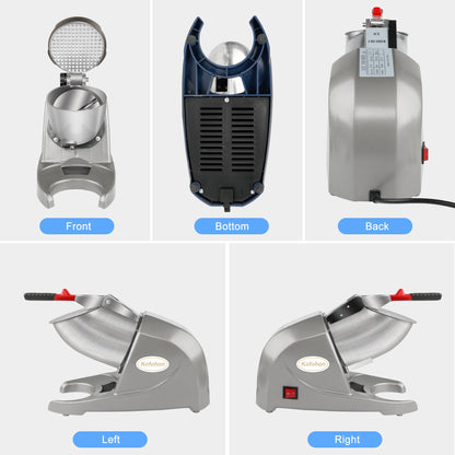KOFOHON Electric Ice Shaver, Shaved Ice Machine, Especially for Home Use Ice Crusher, Dual Stainless Steel Shaving Blades, Double Covers,176lbs per hour,300W/1440rpm,Upgraded Version.