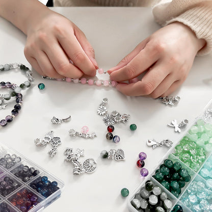 Rujiaoa Bracelet Making Kit for Adults – 8mm Crackle Glass Beads Set, 1200PCS DIY Beads for Jewelry Making & Gifts