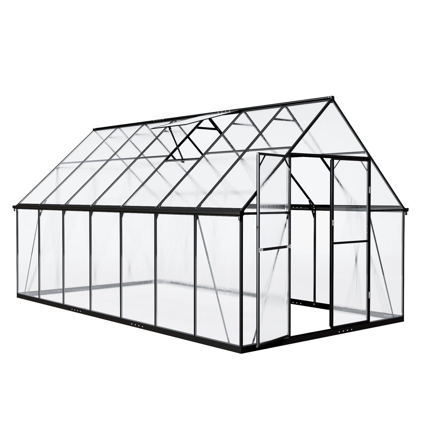 ASJMR 8×14 PC Outdoor Greenhouse, Green Houses for Outside with Aluminum Frame, Lockable Door & Adjustable Roof Vent - Heavy Duty Green Houses for Outside, Backyard, Garden, Patio Use (8×14)