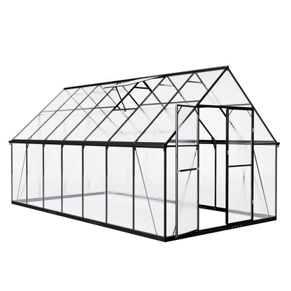 ASJMR 8×14 PC Outdoor Greenhouse, Green Houses for Outside with Aluminum Frame, Lockable Door & Adjustable Roof Vent - Heavy Duty Green Houses for Outside, Backyard, Garden, Patio Use (8×14)