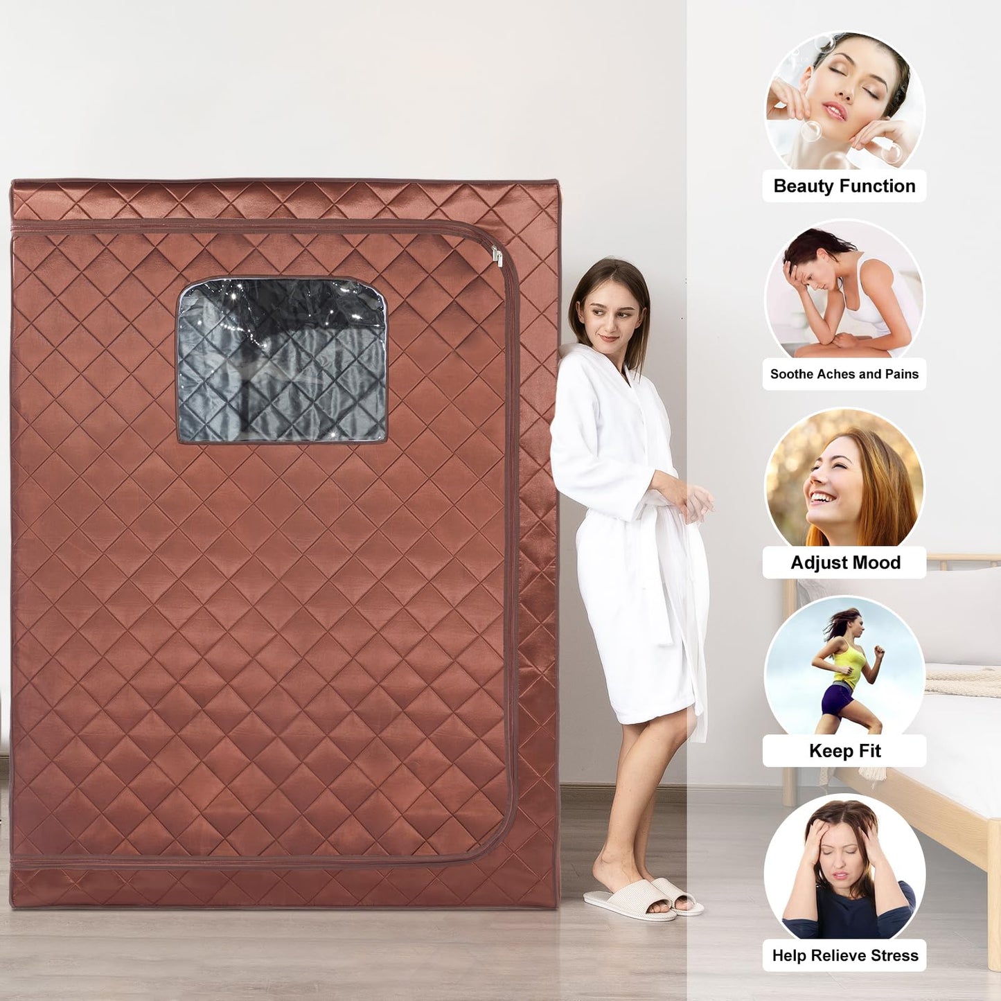 amocane 2 Person Portable Infrared Sauna, Oversize Full Body Home Sauna Spa for Relaxation & Detox, Dry Heated Saunas Tent with Remote Control, 2 Foldable Sauna Chairs(L 47.24" x W 35.43" x H 62.99")