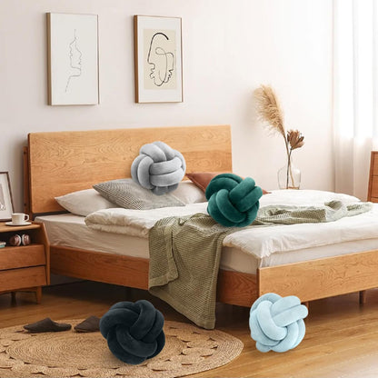 Short Plush Knot Ball Pillow - Waist Cushion for Home Decoration, Plush Throw Pillow for Sofa, Car, Office
