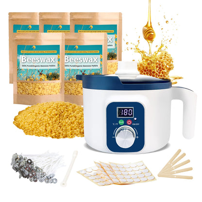 Beeswax Candle Making Kit for Adult, Make Your Own Beeswax Candle Kit Including Wax Melter Temperature Control,Cotton Wick,Wick Stickers