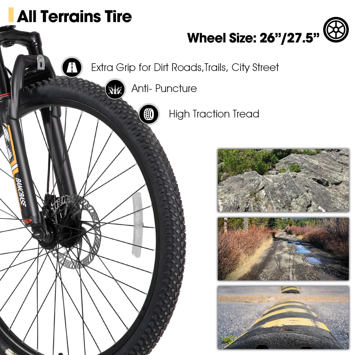 HH HILAND 27.5 Inch Mountain Bike, Mens and Womens Aluminum Frame MTB with 21 Speeds, Dis Brake, Hardtail Bicycle for Adults White