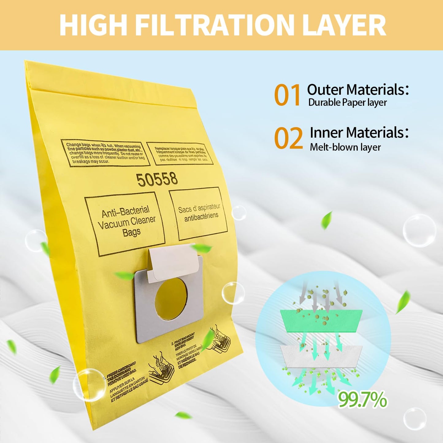 Gudotra 20 Pack Vacuum Bags Replacement for Ken.more Canister Vacuum Bags Type C/Q C Q 5055 50557 50558 50403 Pan.asonic Type C-5 C-18 Vacuum Cleaner