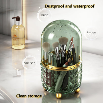 GOTOBA 360° Rotating Dust-Proof Multi-Purpose Storage Organizer - Perfect for Silverware, Utensils (Forks, Knives) & Makeup Brushes, Countertop Holder for Kitchen & Vanity
