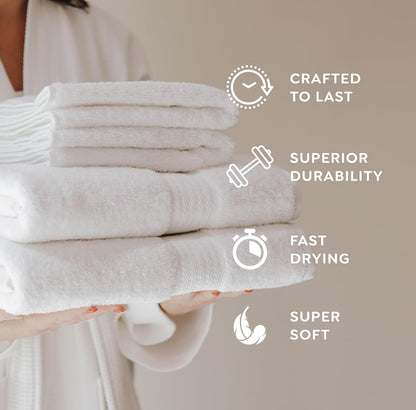 1888 4 Pack Set, Mills Premium Bath Towel True Classics Premium Cotton Blend, Super Soft and Highly Absorbent Bath