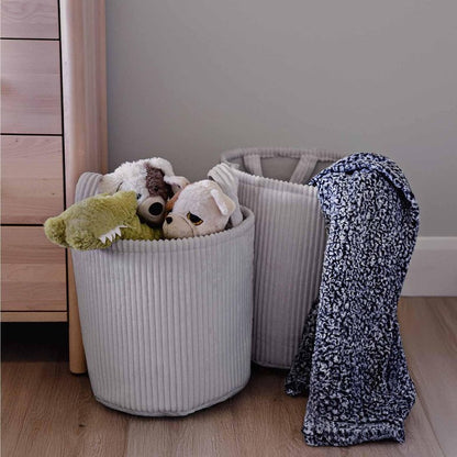 PUTSKA Blanket Basket – Round Storage for Toys and Blankets, Clothes, Stuffed Animals – Soft Baby Girl Basket for Nursery, Kids Room, Bedroom, Living Room – Large, Brown